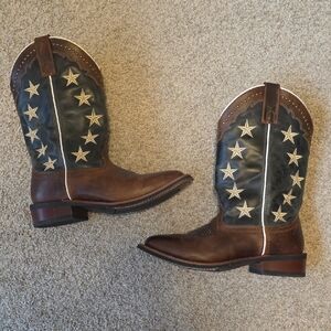 Laredo Brown and Dark Navy Early Star Cowboy Boots - Worn Once